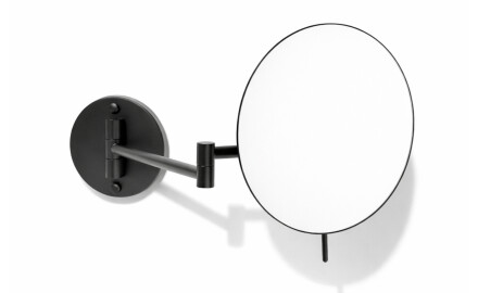 Miroir de maquillage grossissant 3x, rond, rabattable, à double bras articulé / noir mat