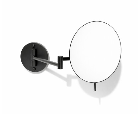 Miroir de maquillage grossissant 3x, rond, rabattable, à double bras articulé / noir mat