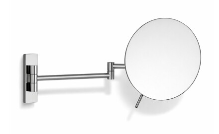 Miroir de maquillage grossissant 3x, rond, rabattable, à double bras articulé / chromé