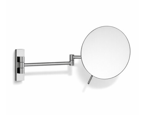 Miroir de maquillage grossissant 3x, rond, rabattable, à double bras articulé / chromé