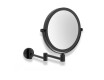 Miroir de maquillage droit / grossissant 3x, rond, inclinable, à double bras articulé / noir mat