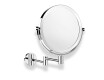 Miroir de maquillage droit / grossissant 3x, rond, rabattable, à double bras articulé / chromé