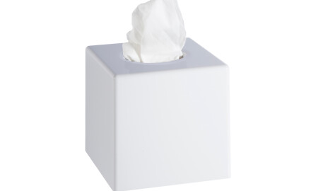 Distributeur de mouchoirs en papier - forme cubique / ABS blanc brillant