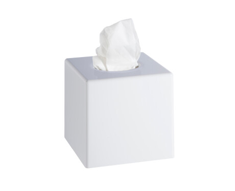 Distributeur de mouchoirs en papier - forme cubique / ABS blanc brillant
