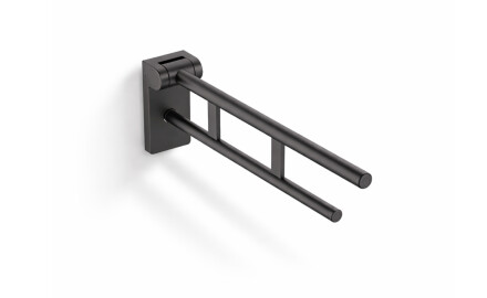 Barre d'appui pour personnes en situation de handicap, Ø 32, rabattable, modèle PREMIUM - 60 cm / acier inoxydable, noir mat