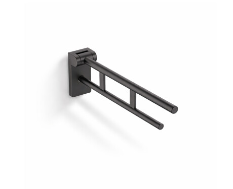Barre d'appui pour personnes en situation de handicap, Ø 32, rabattable, modèle PREMIUM - 60 cm / acier inoxydable, noir mat