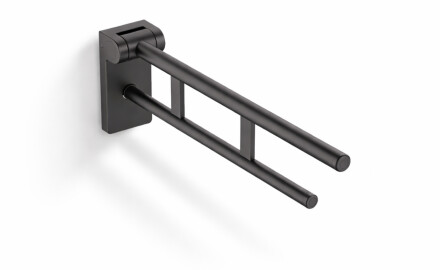 Barre d'appui pour personnes en situation de handicap, Ø 32, rabattable, modèle PREMIUM - 70 cm / acier inoxydable, noir mat