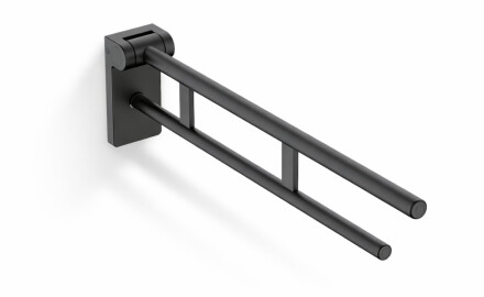 Barre d'appui pour personnes en situation de handicap, Ø 32, rabattable, modèle PREMIUM - 80 cm / acier inoxydable, noir mat