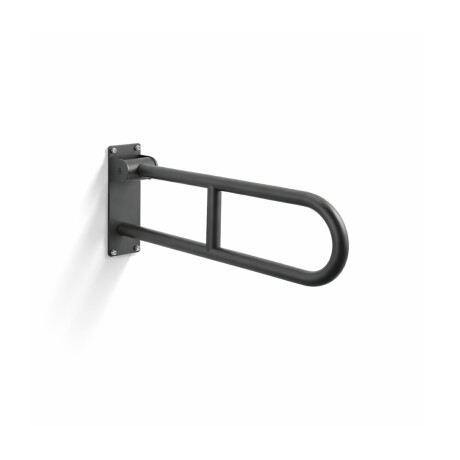 Barre d'appui pour personnes en situation de handicap, Ø 32, courbée et rabattable, modèle STANDARD - 60 cm / acier inoxydable, noir mat #1