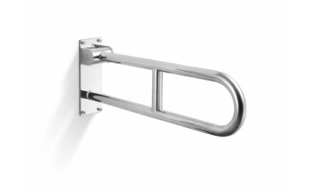 Barre d'appui pour personnes en situation de handicap, Ø 32, courbée et rabattable, modèle STANDARD - 60 cm / acier inoxydable poli