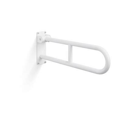 Barre d'appui pour personnes en situation de handicap, Ø 32, courbée et rabattable, modèle STANDARD - 60 cm / acier inoxydable, blanc mat