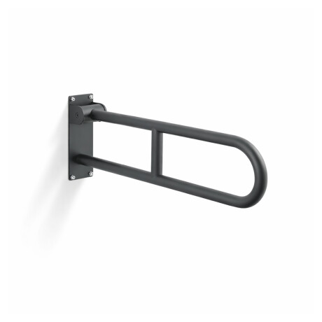 Barre d'appui pour personnes en situation de handicap, Ø 32, courbée et rabattable, modèle STANDARD - 70 cm / acier inoxydable, noir mat #1