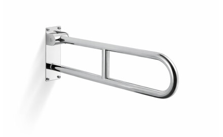 Barre d'appui pour personnes en situation de handicap, Ø 32, courbée et rabattable, modèle STANDARD - 70 cm / acier inoxydable poli