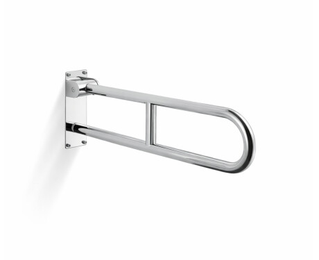 Barre d'appui pour personnes en situation de handicap, Ø 32, courbée et rabattable, modèle STANDARD - 70 cm / acier inoxydable poli
