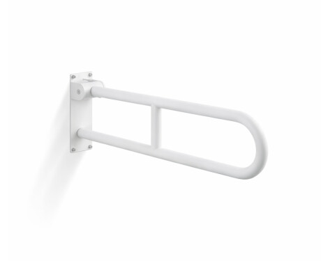Barre d'appui pour personnes en situation de handicap, Ø 32, courbée et rabattable, modèle STANDARD - 70 cm / acier inoxydable, blanc mat