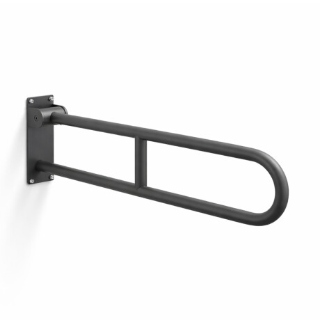 Barre d'appui pour personnes en situation de handicap, Ø 32, courbée et rabattable, modèle STANDARD - 80 cm / acier inoxydable, noir mat #1