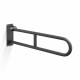 Barre d'appui pour personnes en situation de handicap, Ø 32, courbée et rabattable, modèle STANDARD - 80 cm / acier inoxydable, noir mat #1