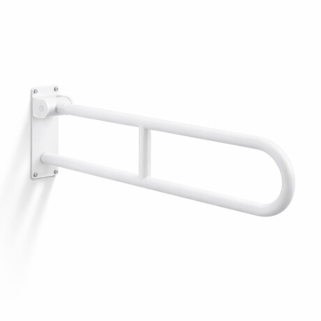 Barre d'appui pour personnes en situation de handicap, Ø 32, courbée et rabattable, modèle STANDARD - 80 cm / acier inoxydable, blanc mat #1