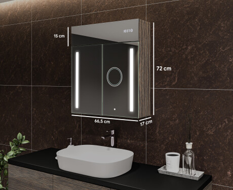 Meuble de salle de bain avec miroir LED L02 Emily 66,5 x 72 cm en coloris Chêne Oslo #2