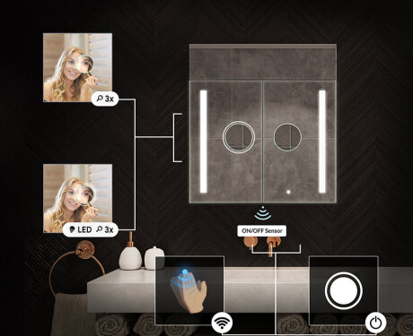 Meuble de salle de bain avec miroir LED L02 Emily 66,5 x 72 cm en coloris Chêne Oslo #5