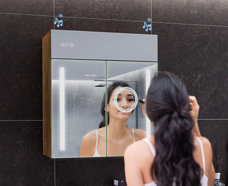 Meuble de salle de bain avec miroir LED L02 Emily 66,5 x 72 cm en coloris Chêne Oslo #7