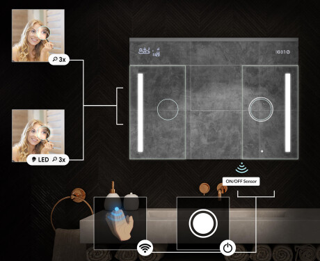 Armoire de salle de bain suspendue avec miroir LED L02 Emily 100 x 72 cm en coloris Chêne Ancien #5