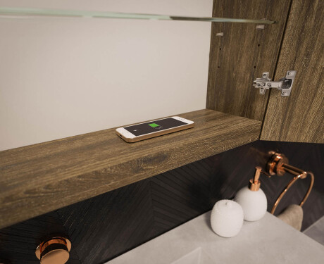 Armoire de salle de bain suspendue avec miroir LED L02 Emily 100 x 72 cm en coloris San Marino #12