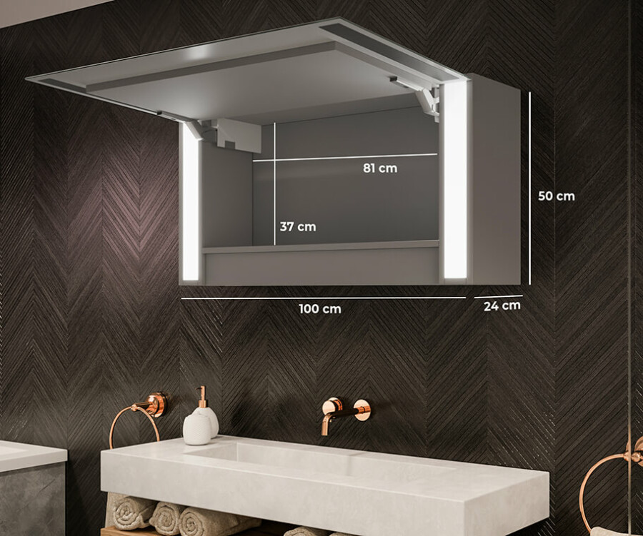 Armoire de toilette lumineuse - Armoire de salle de bain avec miroir -  Artforma