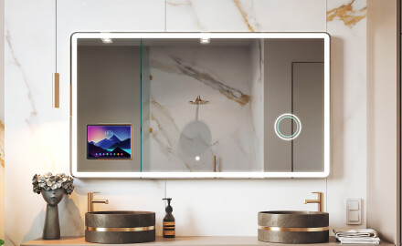 Miroir LED moderne arrondi avec cadre iPad Displine L141