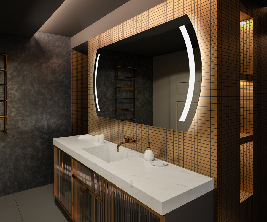 Eclairage miroir salle de bain L67 - Miroir sdb - Miroir salle de bain 140  x 70 - Artforma