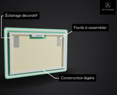 Arrondie Illumination LED Miroir Sur Mesure Eclairage Salle De Bain L67 #3