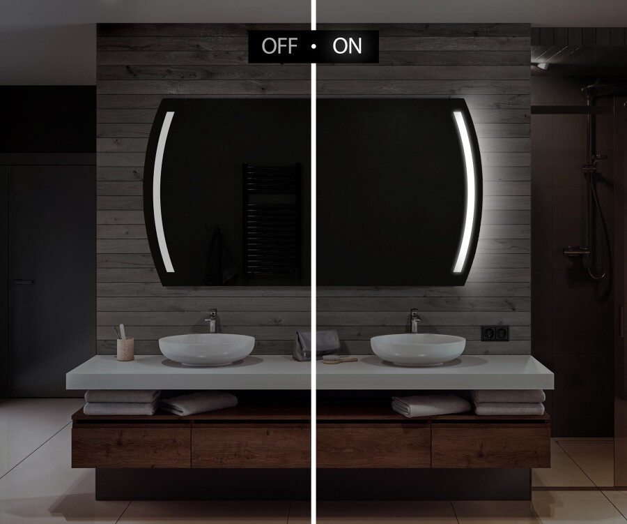 Miroir arrondi salle de bain, Miroir rond anti-buée avec éclairage