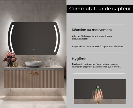 Arrondie Illumination LED Miroir Sur Mesure Eclairage Salle De Bain L67 #6