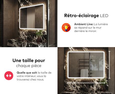 Arrondie Illumination LED Miroir Sur Mesure Eclairage Salle De Bain L141 #5