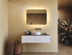 Miroir de salle de bains arrondi avec éclairage LED, bicolore, interrupteur tactile, tapis chauffant #9