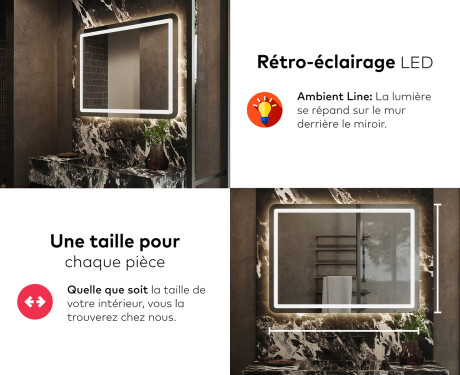 Arrondie Illumination LED Miroir Sur Mesure Eclairage Salle De Bain L143 #5