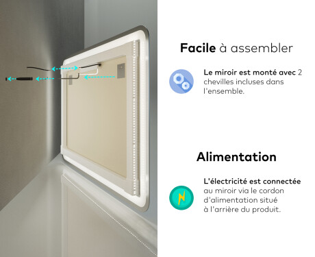 Arrondie Illumination LED Miroir Sur Mesure Eclairage Salle De Bain L144 #10