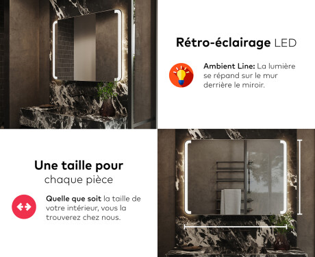 Arrondie Illumination LED Miroir Sur Mesure Eclairage Salle De Bain L144 #5