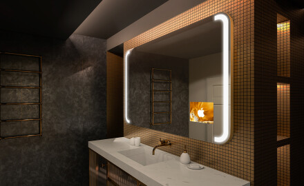Arrondie Illumination LED Miroir Sur Mesure Eclairage Salle De Bain L144