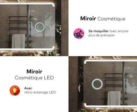 Arrondie Illumination LED Miroir Sur Mesure Eclairage Salle De Bain L145 #8