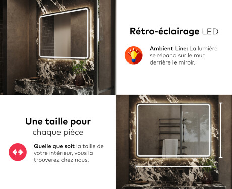 Arrondie Illumination LED Miroir Sur Mesure Eclairage Salle De Bain L147 #5
