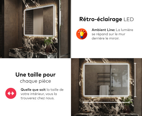 Arrondie Illumination LED Miroir Sur Mesure Eclairage Salle De Bain L148 #5